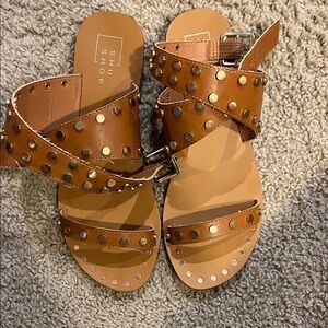 ShuShop Tan Studded Sandals